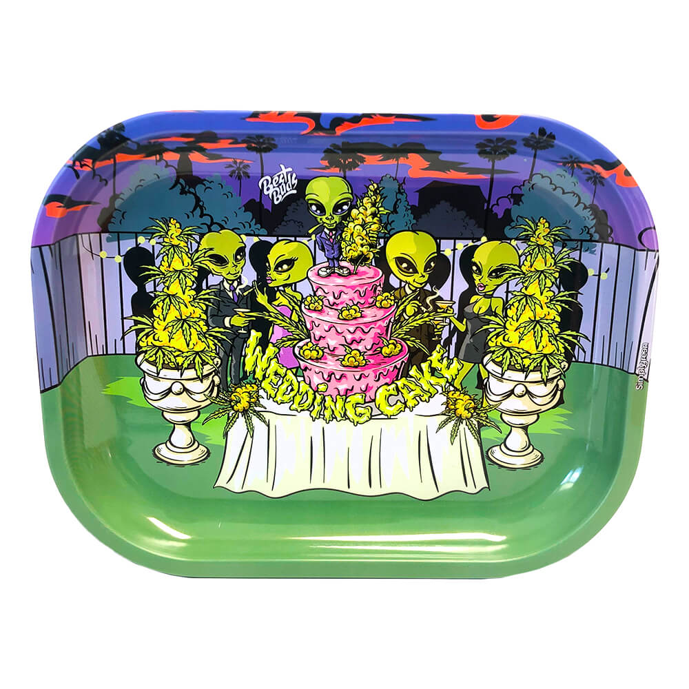 Best Buds Thin Box Rolling Tray with Storage Wedding Cake