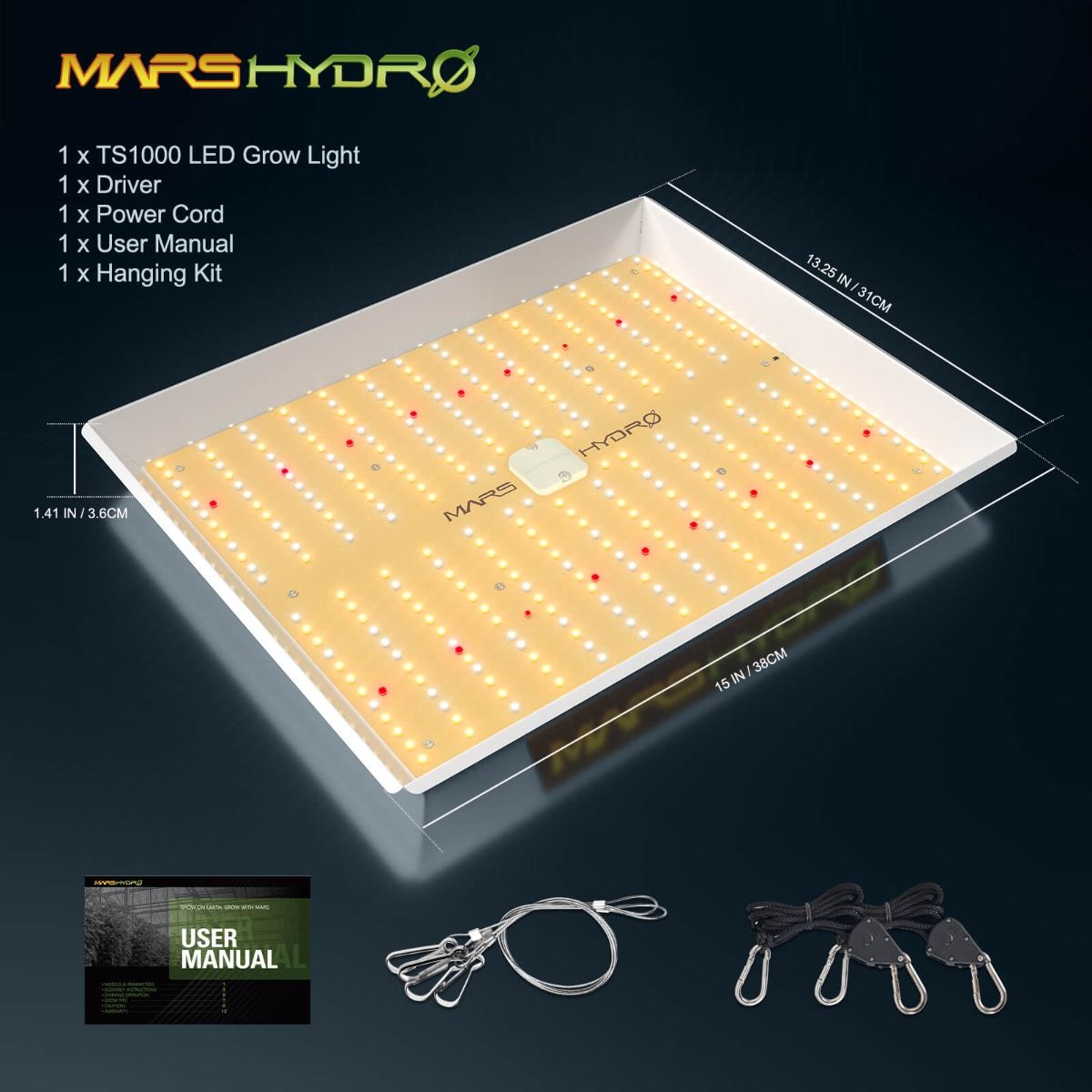 MARS HYDRO TS 1000 FULL SPECTRUM DIMMABLE LED GROW LIGHT