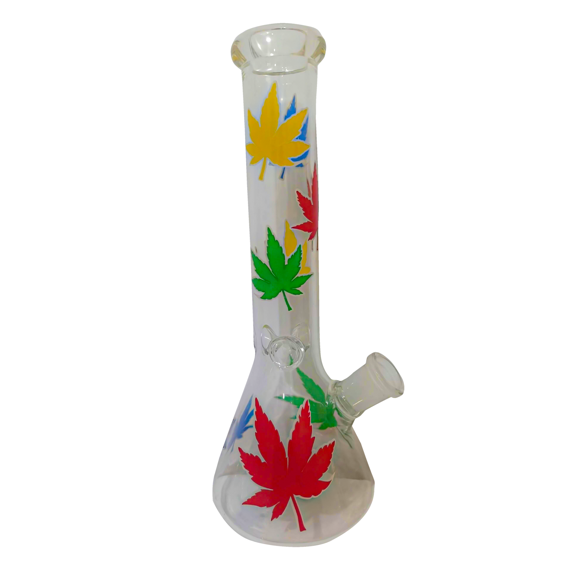 Bong with colored cannabis leaves