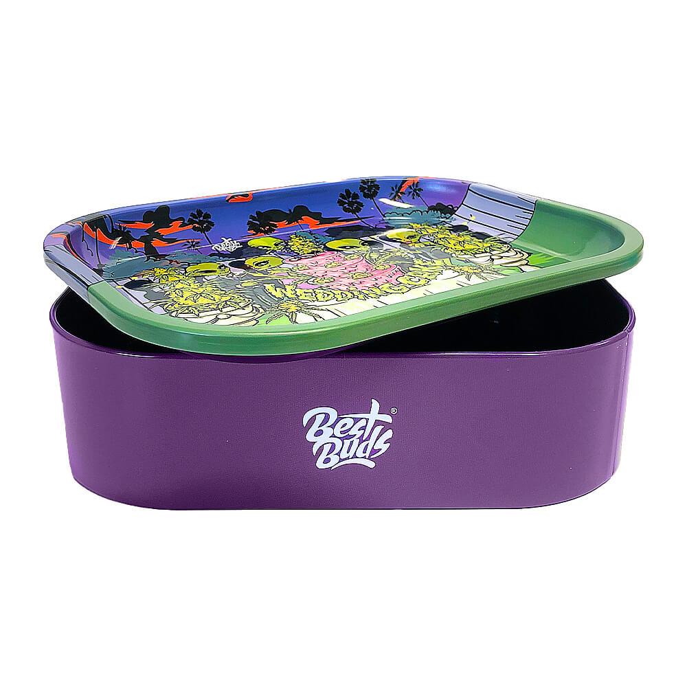 Best Buds Thin Box Rolling Tray with Storage Wedding Cake